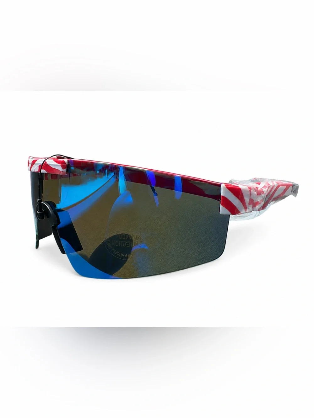 Sport Shield Sunglasses in Blue and Red Accent